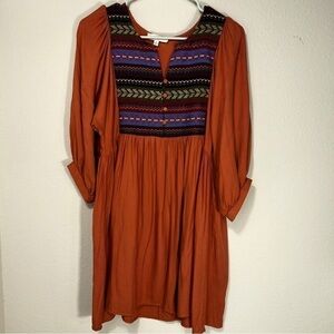 Umgee Southwestern style Prairie Dress Tera Cotta Size Small